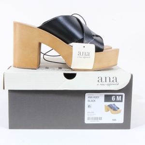 a.n.a. Women's Black Huey Block Heeled Sandals Size 6 NIB NWT